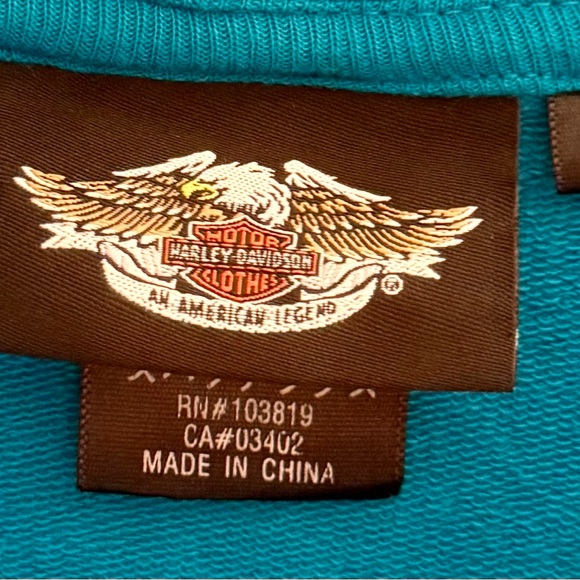 Harley Davidson Women’s Teal Zip Hoodie | Script Print | Size L - Picture 3 of 3